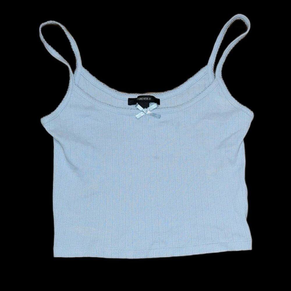 Coquette pastel blue bow tank